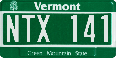 VT license plate NTX141