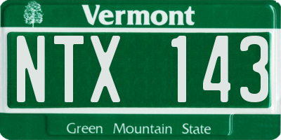 VT license plate NTX143