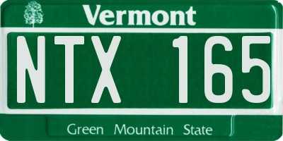 VT license plate NTX165