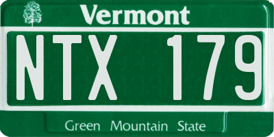 VT license plate NTX179