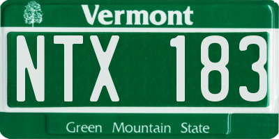 VT license plate NTX183