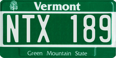 VT license plate NTX189