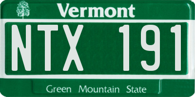 VT license plate NTX191