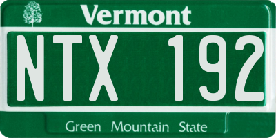 VT license plate NTX192
