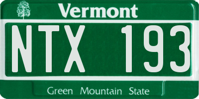 VT license plate NTX193