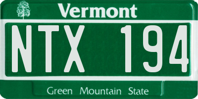 VT license plate NTX194