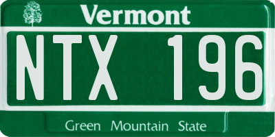 VT license plate NTX196