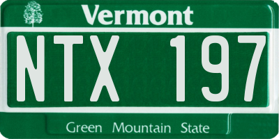 VT license plate NTX197