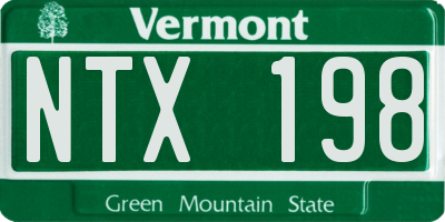 VT license plate NTX198