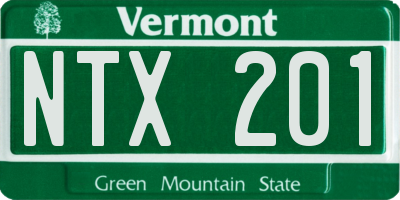 VT license plate NTX201