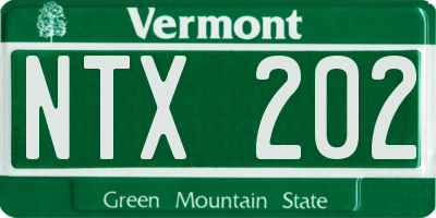 VT license plate NTX202