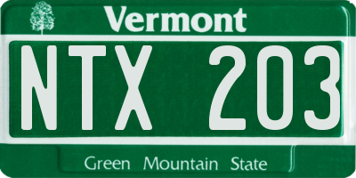 VT license plate NTX203