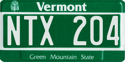 VT license plate NTX204