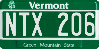 VT license plate NTX206