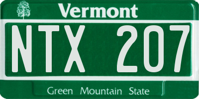 VT license plate NTX207