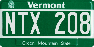 VT license plate NTX208