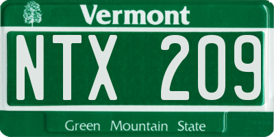 VT license plate NTX209