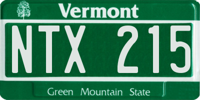 VT license plate NTX215