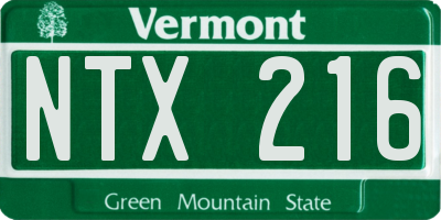 VT license plate NTX216