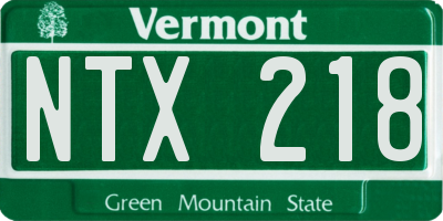 VT license plate NTX218