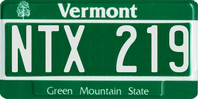 VT license plate NTX219