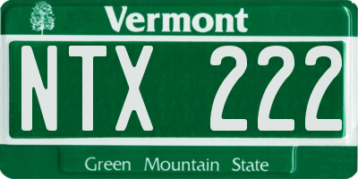 VT license plate NTX222