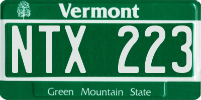 VT license plate NTX223