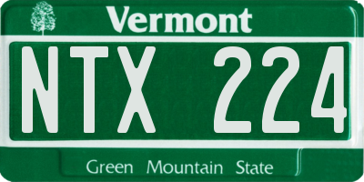 VT license plate NTX224
