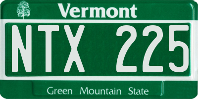 VT license plate NTX225