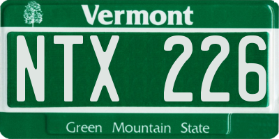 VT license plate NTX226