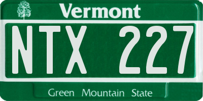 VT license plate NTX227