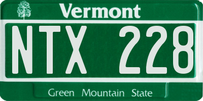 VT license plate NTX228