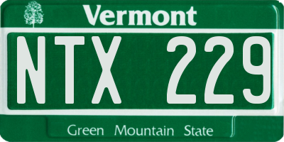 VT license plate NTX229