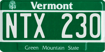VT license plate NTX230