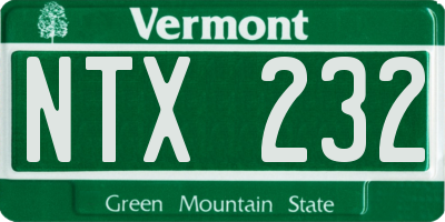 VT license plate NTX232