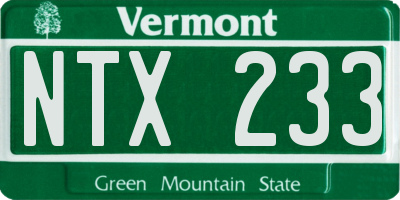 VT license plate NTX233