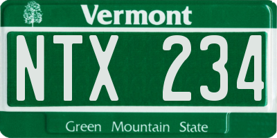 VT license plate NTX234