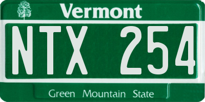 VT license plate NTX254