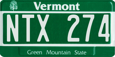 VT license plate NTX274