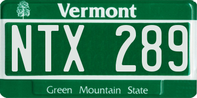 VT license plate NTX289