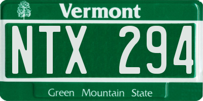 VT license plate NTX294