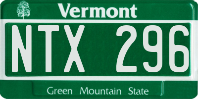 VT license plate NTX296
