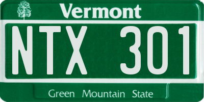 VT license plate NTX301