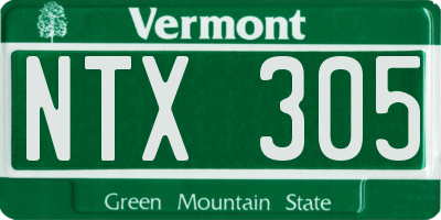 VT license plate NTX305