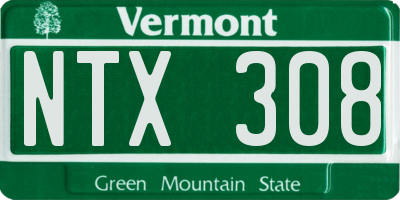 VT license plate NTX308