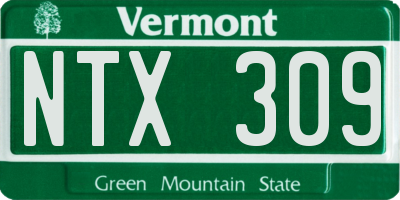 VT license plate NTX309