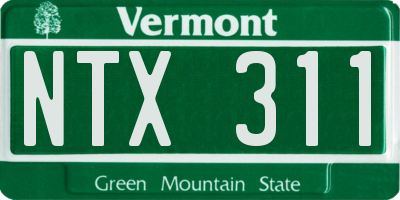 VT license plate NTX311