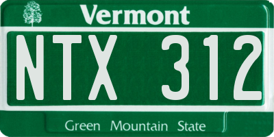 VT license plate NTX312