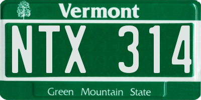 VT license plate NTX314