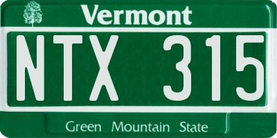 VT license plate NTX315